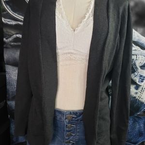 Grey round hem cardigan